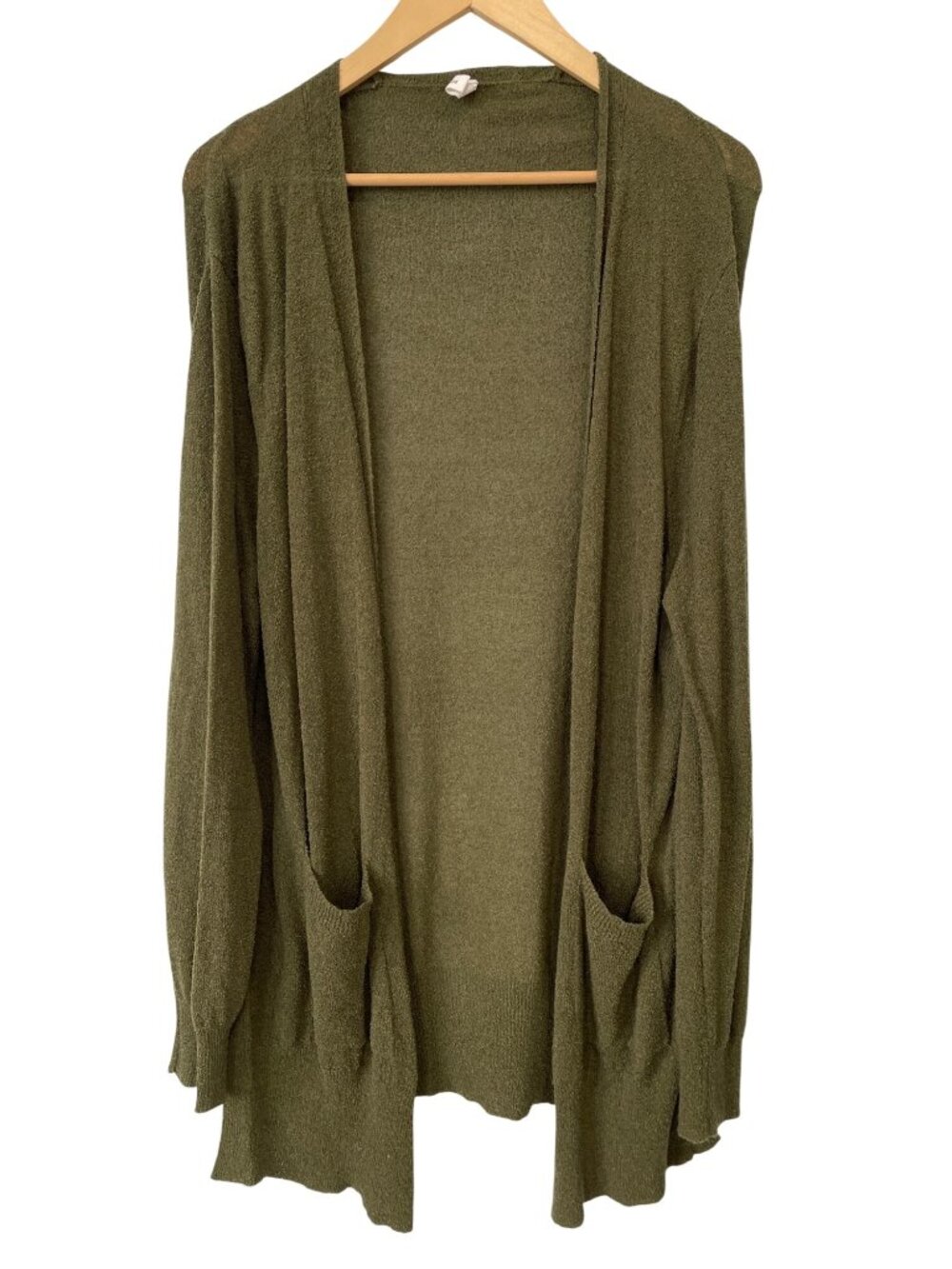 Wishlist Cardigan Sweater Medium Large Open Front Long Sleeve Olive Green Cozy